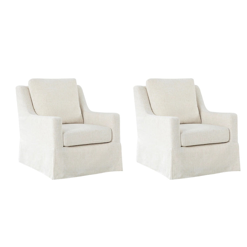 Ensemble de 2 fauteuils pivotants à bascule déhoussables de style campagnard