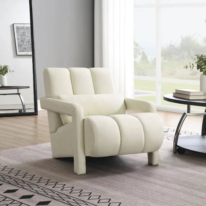 Fauteuil d'appoint moderne rembourré en lin avec 1 oreiller, lot de 1