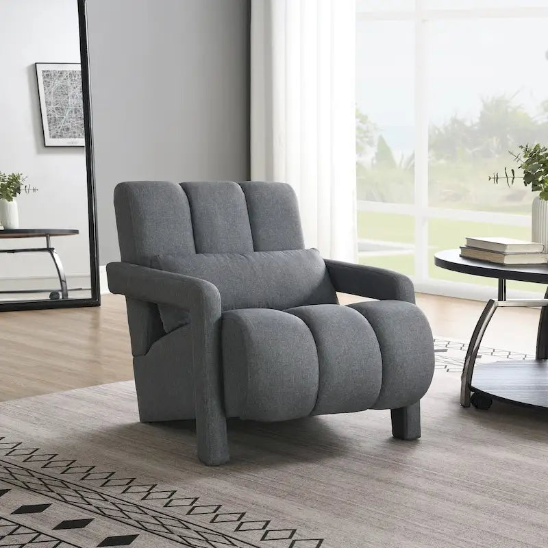 Fauteuil d'appoint moderne rembourré en lin avec 1 oreiller, lot de 1