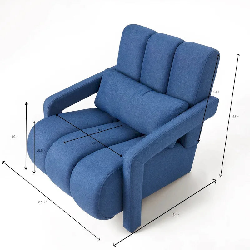 Fauteuil d'appoint moderne rembourré en lin avec 1 oreiller, lot de 1