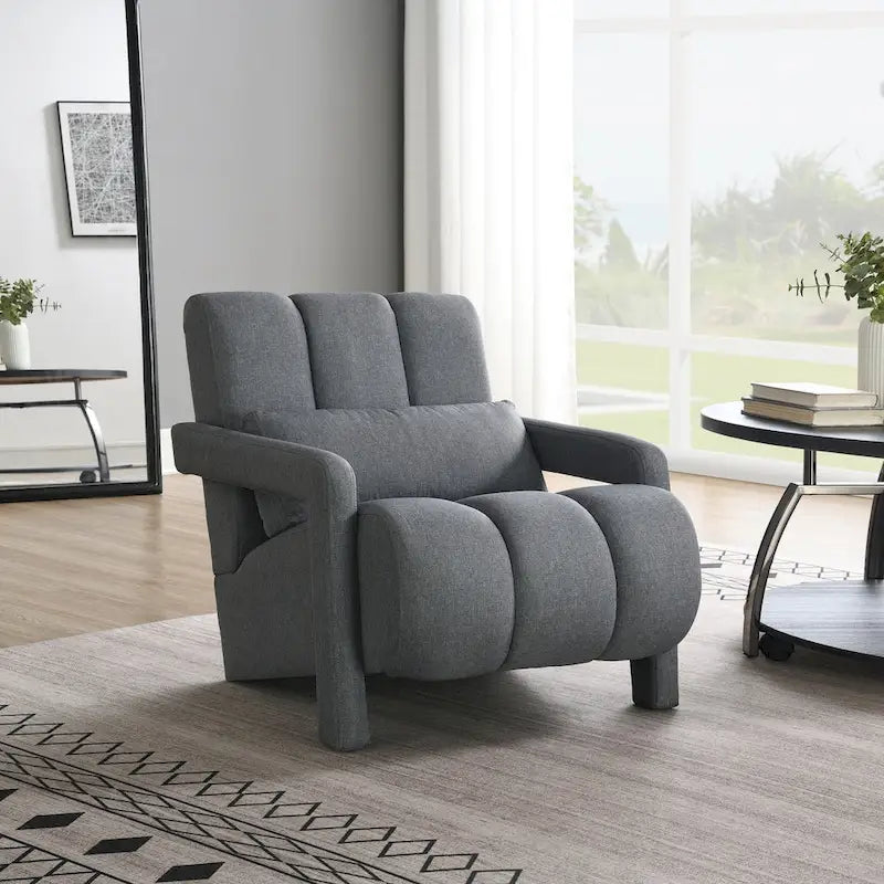 Fauteuil d'appoint moderne rembourré en lin avec 1 oreiller, lot de 1