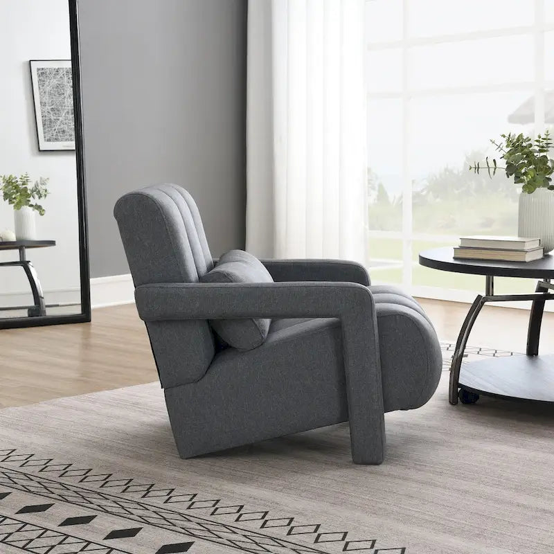 Fauteuil d'appoint moderne rembourré en lin avec 1 oreiller, lot de 1