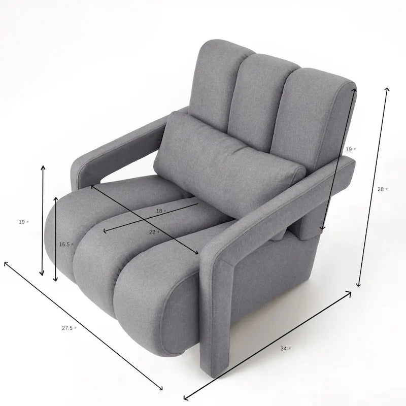 Fauteuil d'appoint moderne rembourré en lin avec 1 oreiller, lot de 1